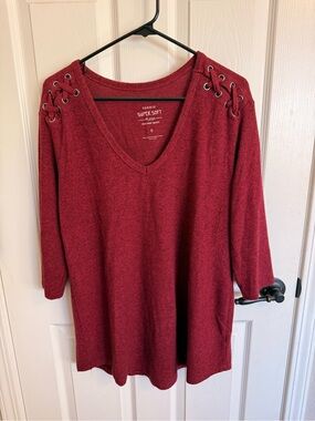 Torrid Super Soft Plush Burgundy Lace Up Sweater Tunic Size 0